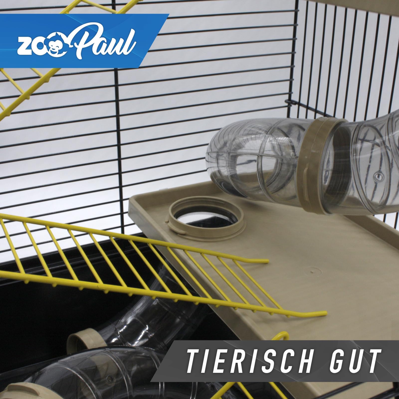 ZooPaul XXL Hamsterkäfig Nagerkäfig CH3 mit Zubehör Tunnelsystem Schwarz Beige für Maus und Hamster 67 x 49 x 32 cm