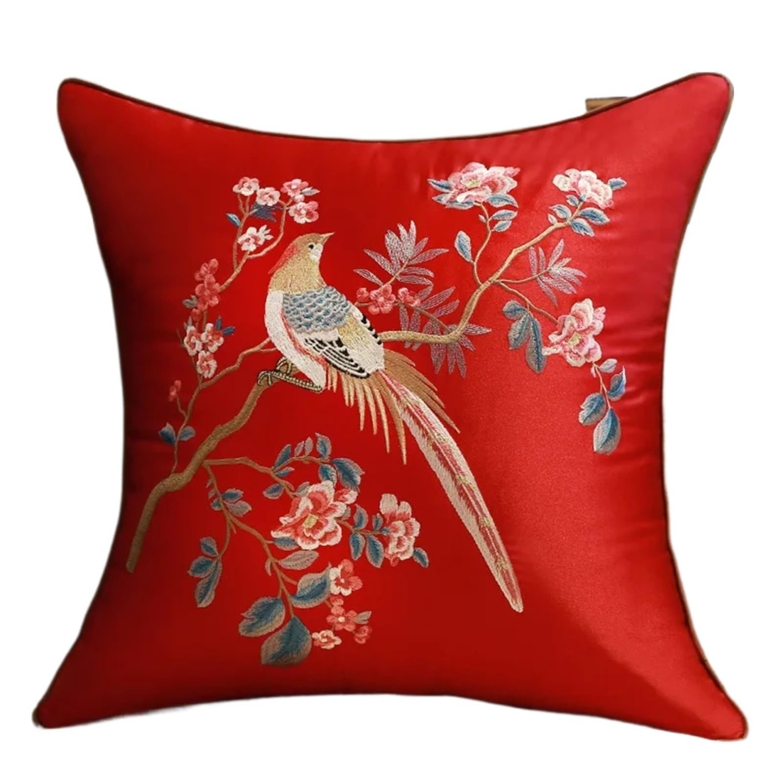 SNDISNV Embroidered Flower Bird Pillowcase For Bedroom