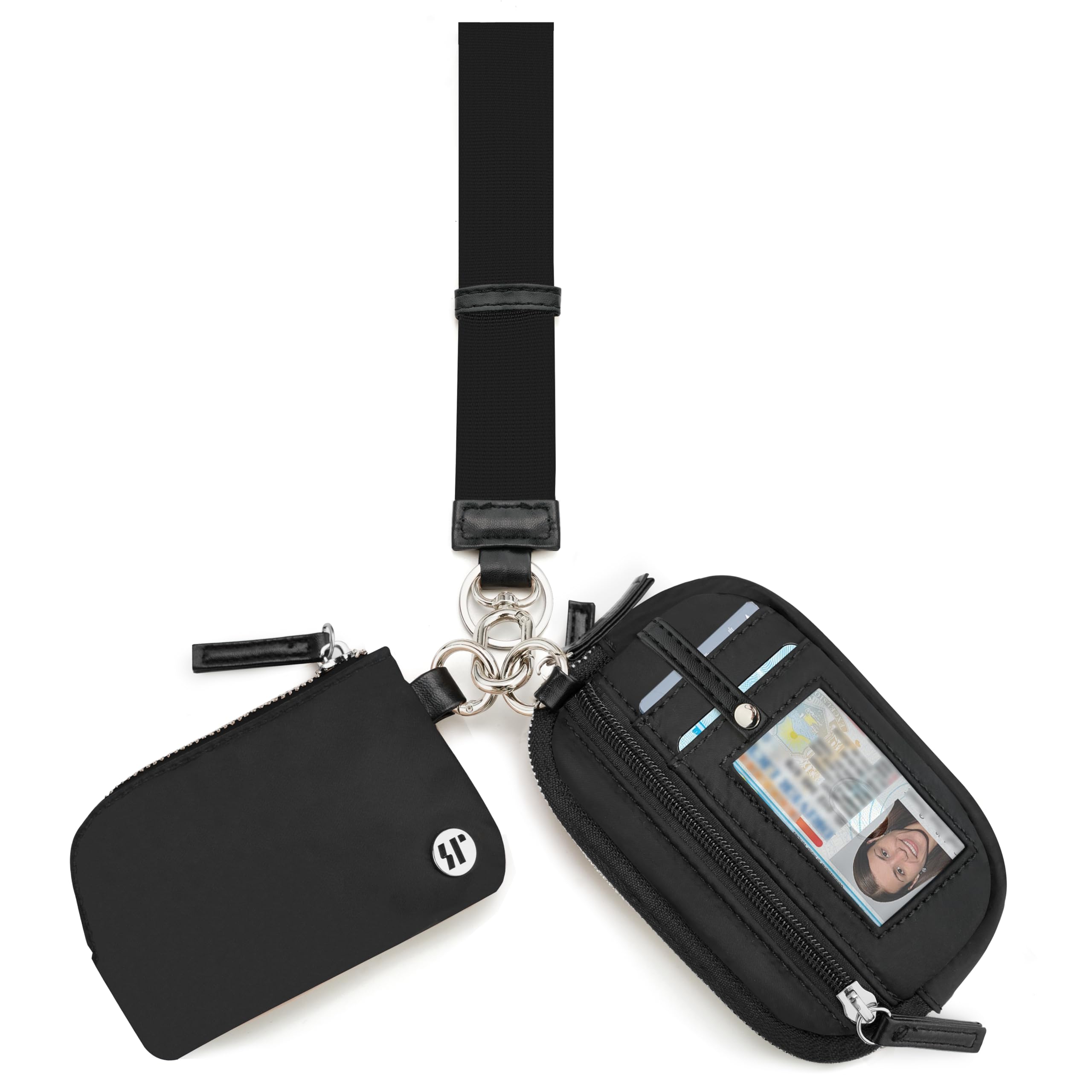 Wallet Wristlet for Women, RFID Wallet Keychain with Dual Pocket