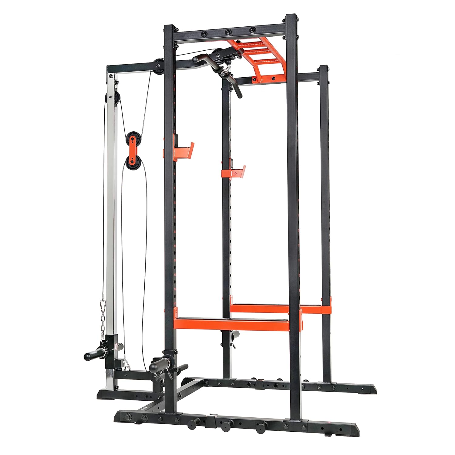 Sunny Health  Fitness Ultra Durable Power Zone Strength Rack Power Cage High Weight Capacity with Optional LAT Pull Down