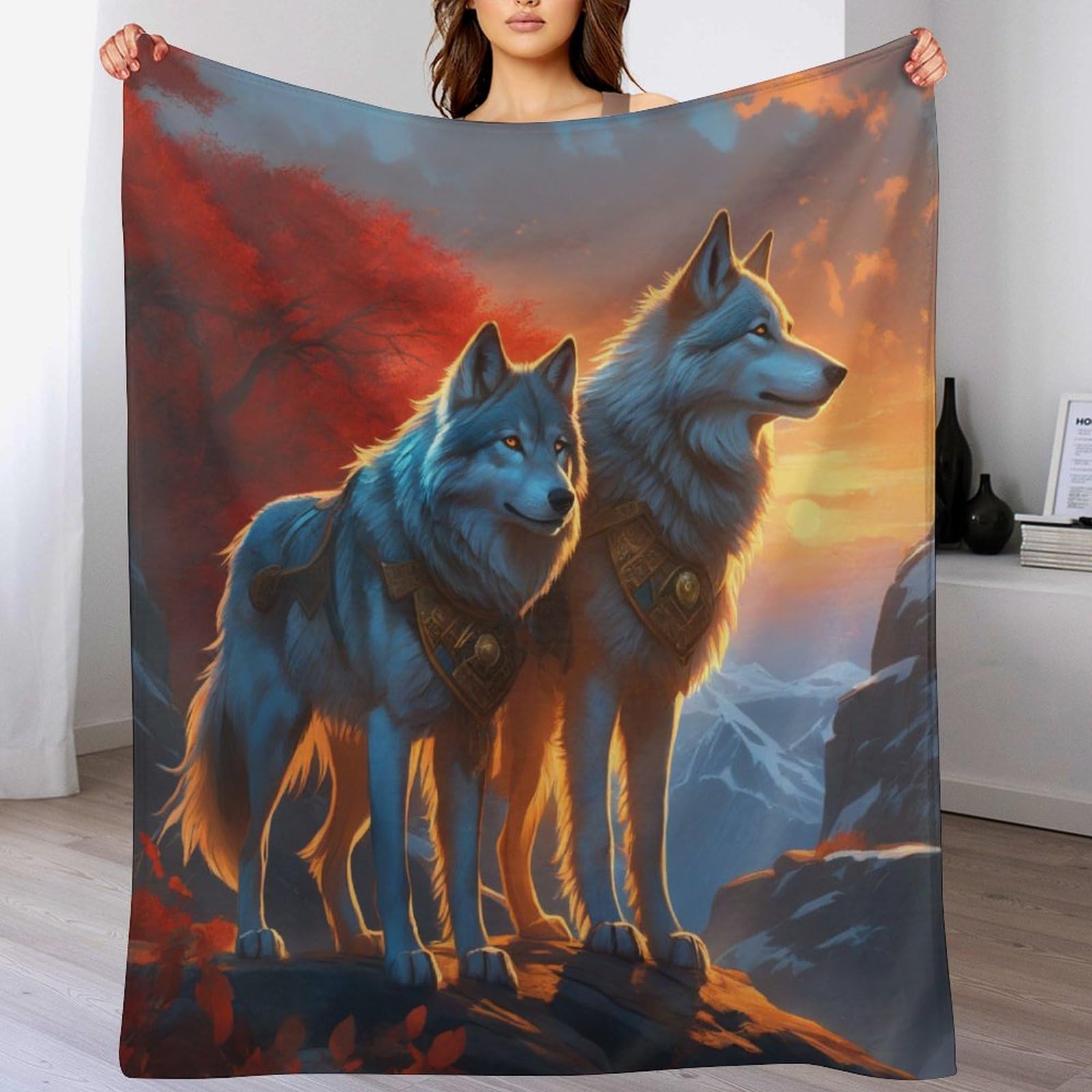 Manta de lobo adios al frio en el sofa con esta manta de franela ligera de 100x130 cm