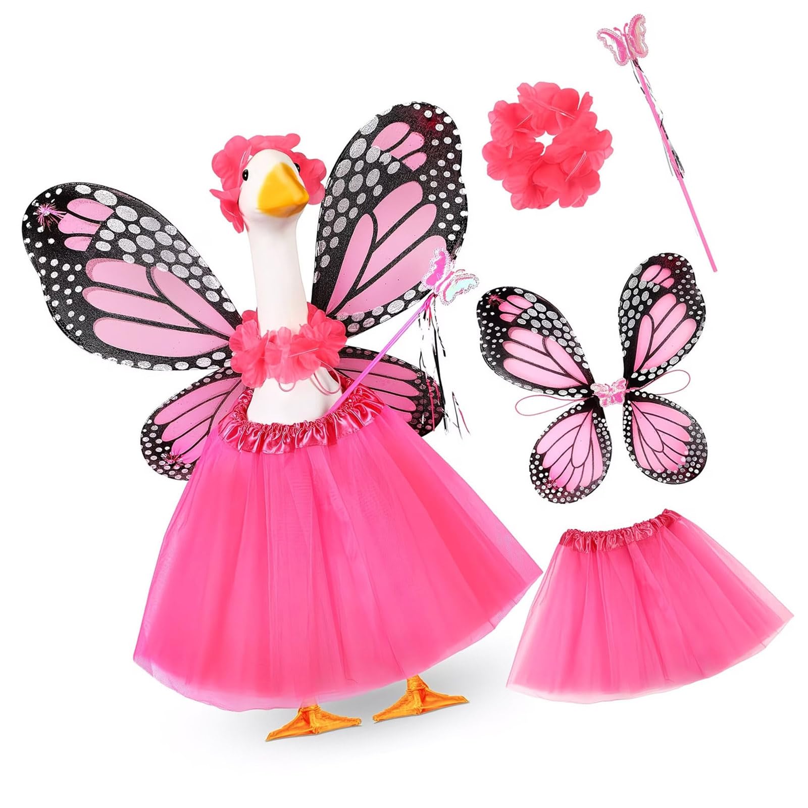 Shurhome Doorway Geese Dress with Butterfly Wing Festival Decoration Porch Geese Outfit Ideal for Themed Parties and Event Celebratory Home Deck