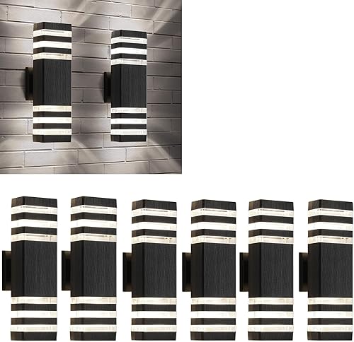 tewei Paquete de 8 luces de pared para exteriores de 3 capas
