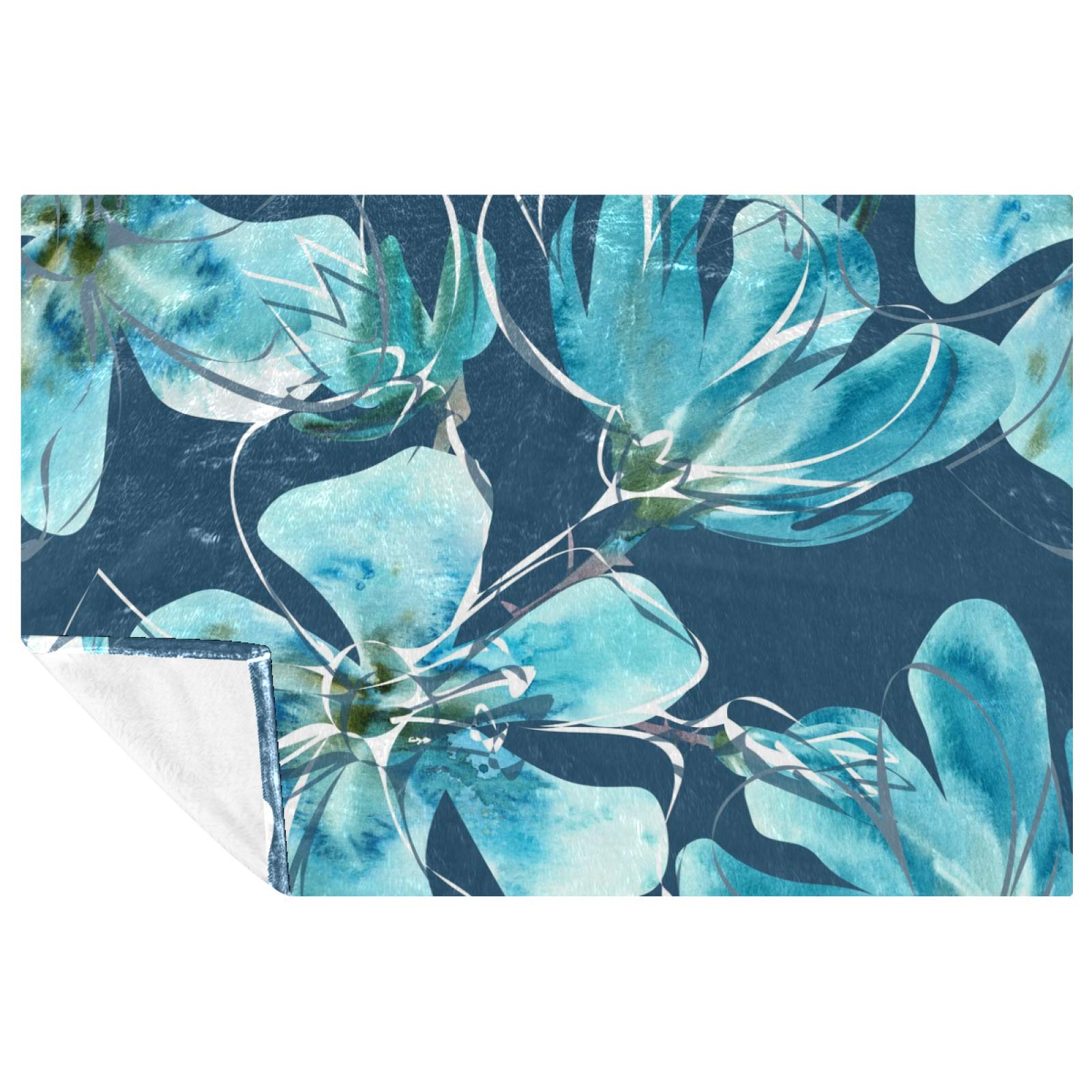 Couverture imprimé pétales de fleurs bleues pour lit et camping