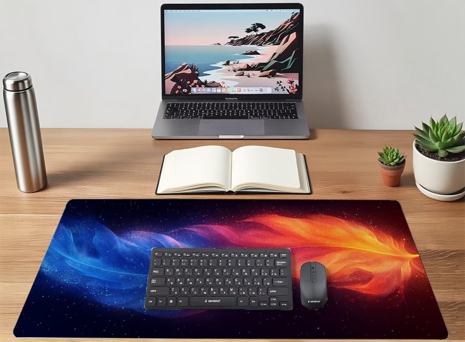 Kolorowa podkładka pod mysz z piórami XXL 1500 x 800 x 3 mm pod ręką akcesoria do gier, podkładka pod mysz do klawiatury z przeszytymi krawędziami i antypoślizgowym tyłem, wysoka precyzja i szybkość