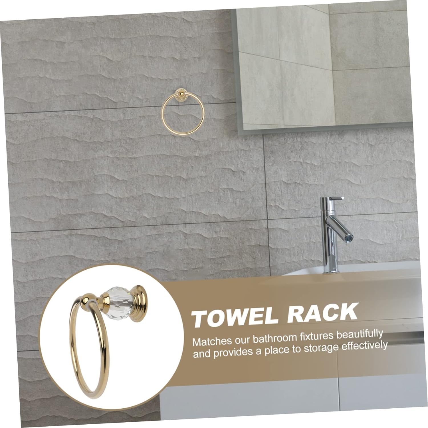 Golden Towel Ring Wall Mount Bathroom Accessory Hand Towel Holder for Easy Installation Corrosion Resistant Design