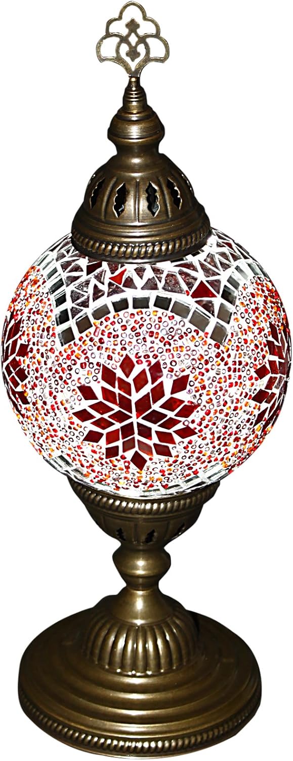 **ON Sale T10015 Red Handmade Turkish Mosaic Table Lamp