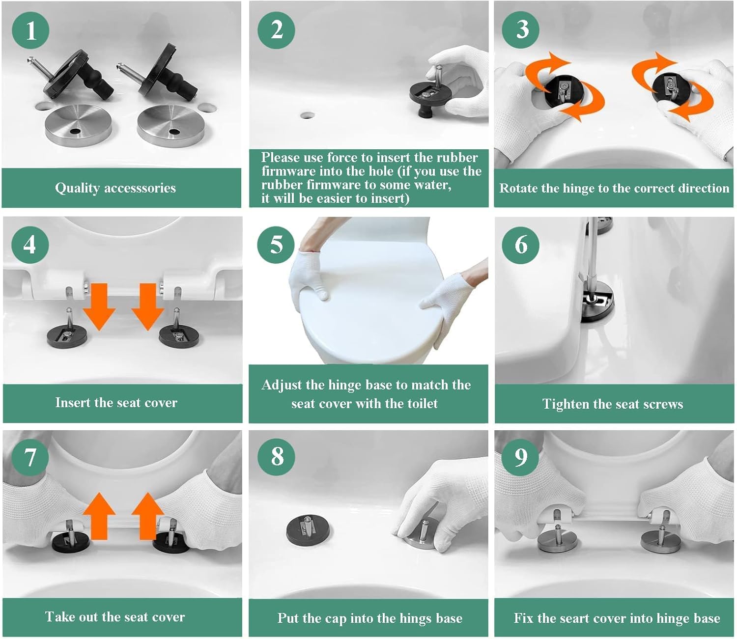Rectangular Soft Close Toilet Seat with Quick Release Mechanism, Top Fixed, Easy to Clean, 34.5 x 43cm