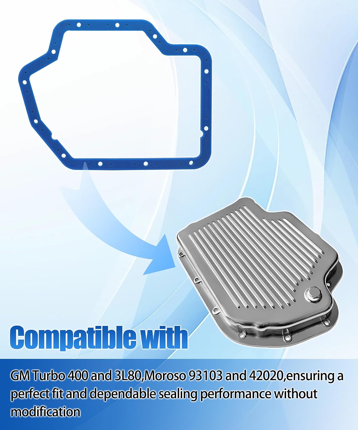 Transmission Oil Pan Gasket Compatible with GM Turbo 400,Moroso 93103,Moroso 42020(with Steel Shim Inside,Reusable & Durable)