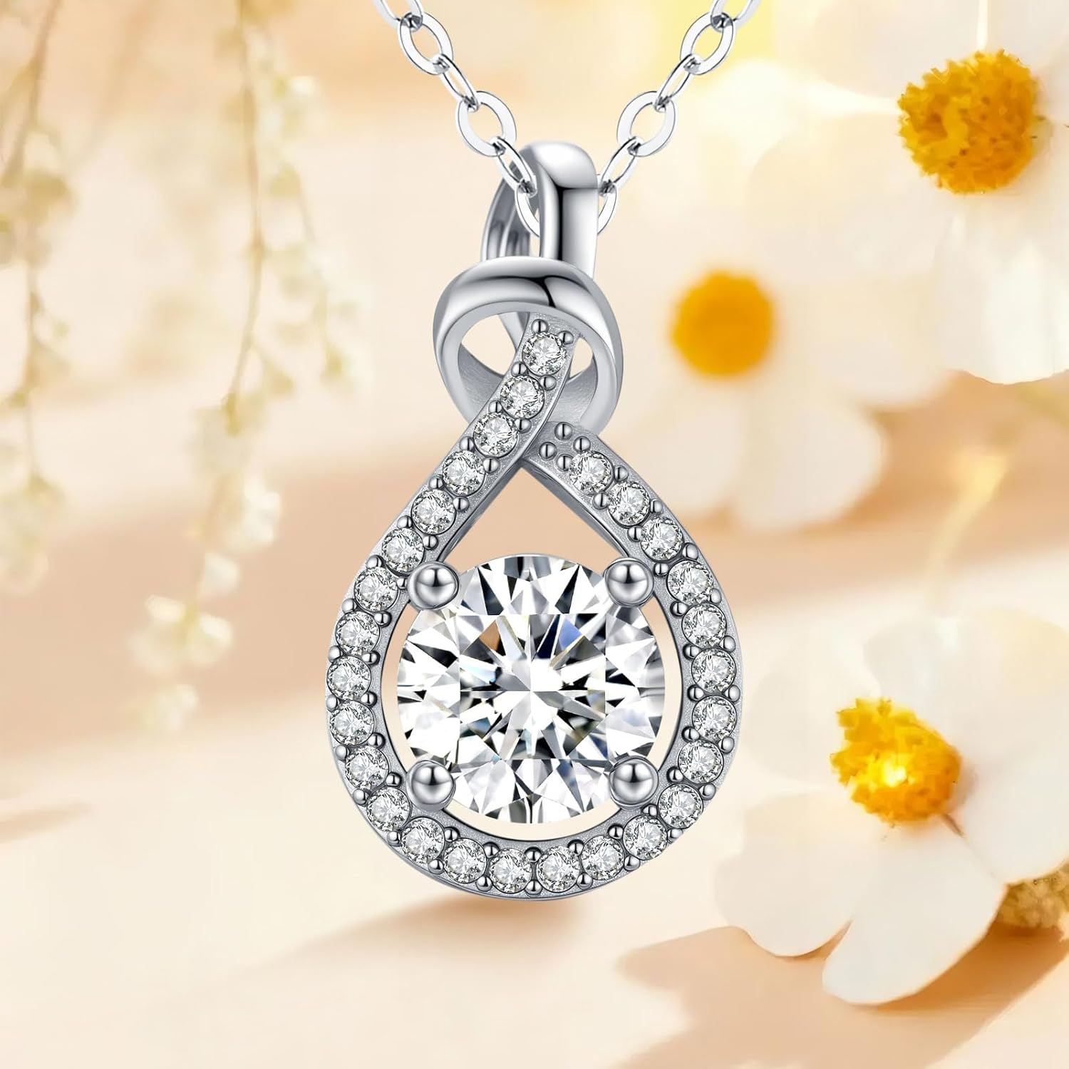 Moissanite Necklace for Women, 2 Carat D Color VVS1 Moissanite 925 Sterling Silver Pendant Necklace Jewelry, Anniversary Birthday Gifts for Wife Mom Girlfriend - Image 5