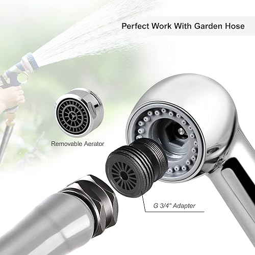 Miniatura 5 de Grifo de lavabo utilitario, grifo de lavadero con rociador extraíble, grifo de plástico ABS, centro de 4 pulgadas, instalación de 3 agujeros, no