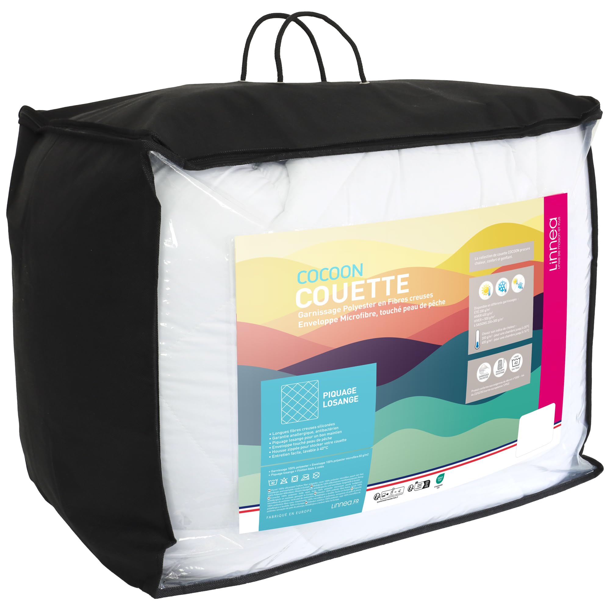 Linnea Couette 4 Saisons 280x240 cm Cocoon garnissage Fibre Polyester 200+300 = 500 g/m2