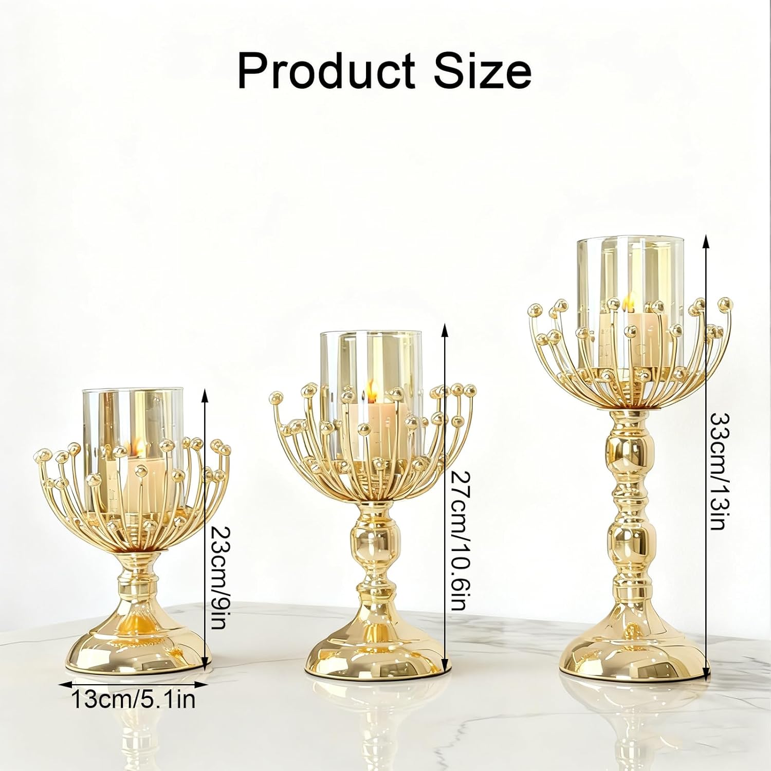 Glass Hurricane Candle Holder for Pillar Candles - Windproof Clear Sleeve Decorative Centerpiece for Fall Holiday Wedding Dining Table Home Decor