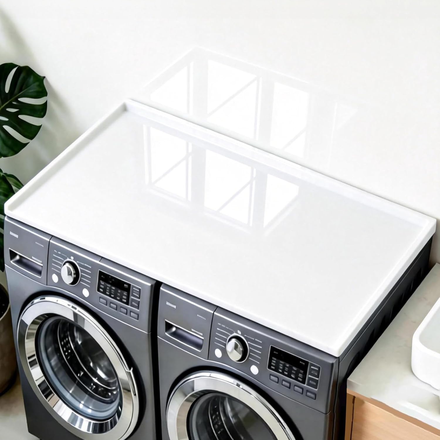 Washer Dryer Countertop, 54 in(L) x 27.5 in(W), Washer Dryer Top Cover, Laundry Countertop for Folding, Sorting and Ironing, Wear-Resistant and Easy to Clean (White)