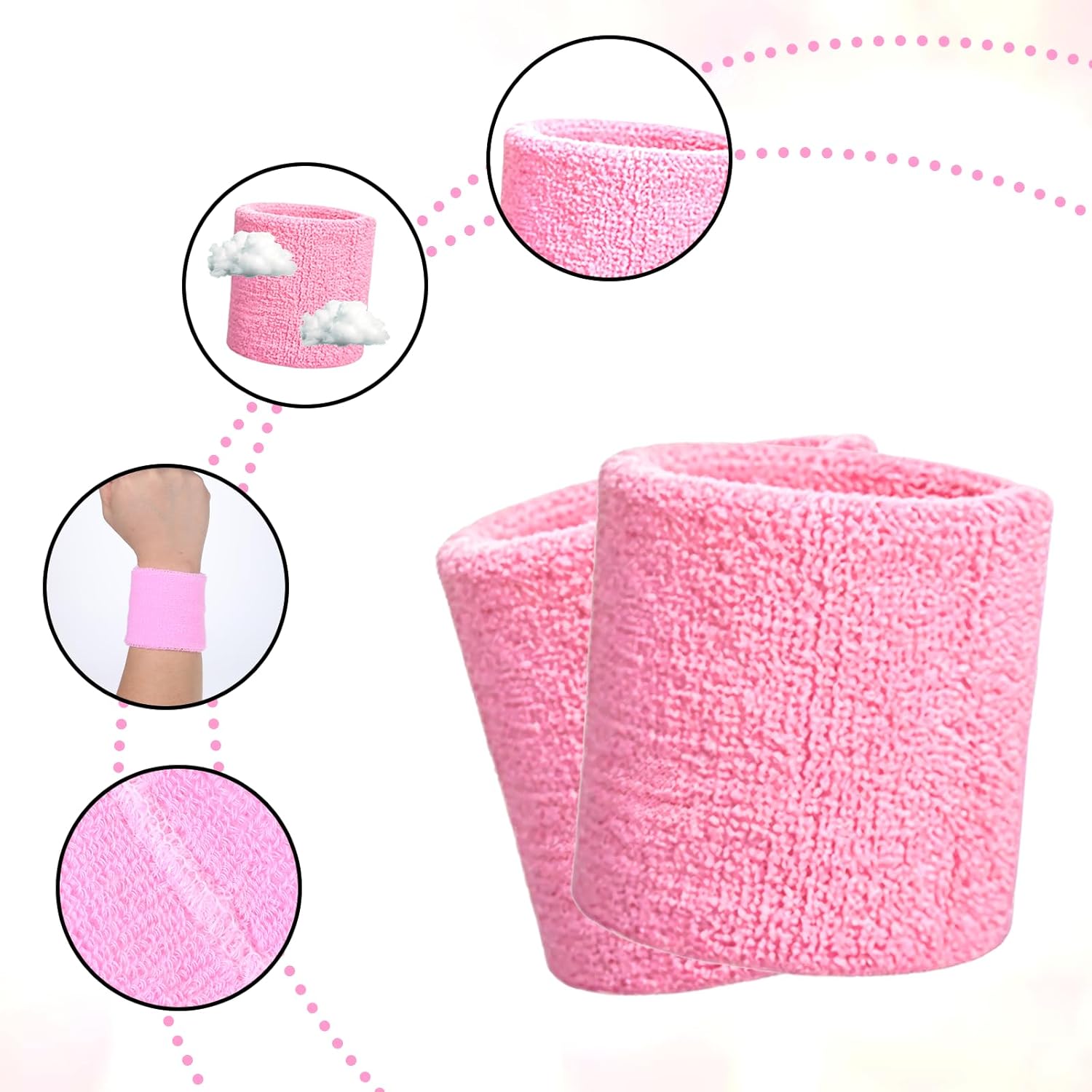 10Pcs Wrist Sweatbands, Wrist Support Wrist Straps Arm Sweatbands Tennis Wrist Bands Absorbent Sweatbands for Basketball Tennis Football Running Working