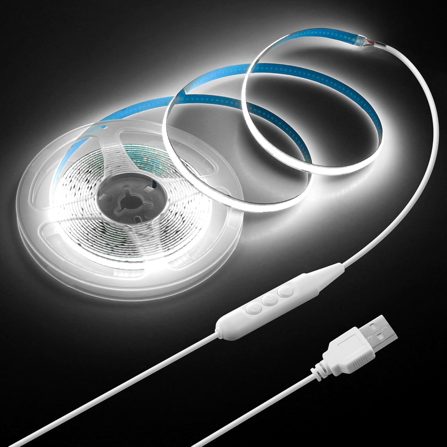 Samsion 5V USB COB LED Light Strip Dimmable High Density White Light for TV 16.4FT 6000K 320LEDs/M Flexible LED Strip Lights USB Powered with Self -Adhesive for Bedroom Mirror TV Backlight Decor 5M Samsion 5V USB COB LED Light Strip Dimmable High Density White Light for TV 16.4FT 6000K 320LEDs/M Flexible LED Strip Lights USB Powered with Self -Adhesive for Bedroom Mirror TV Backlight Decor 5M