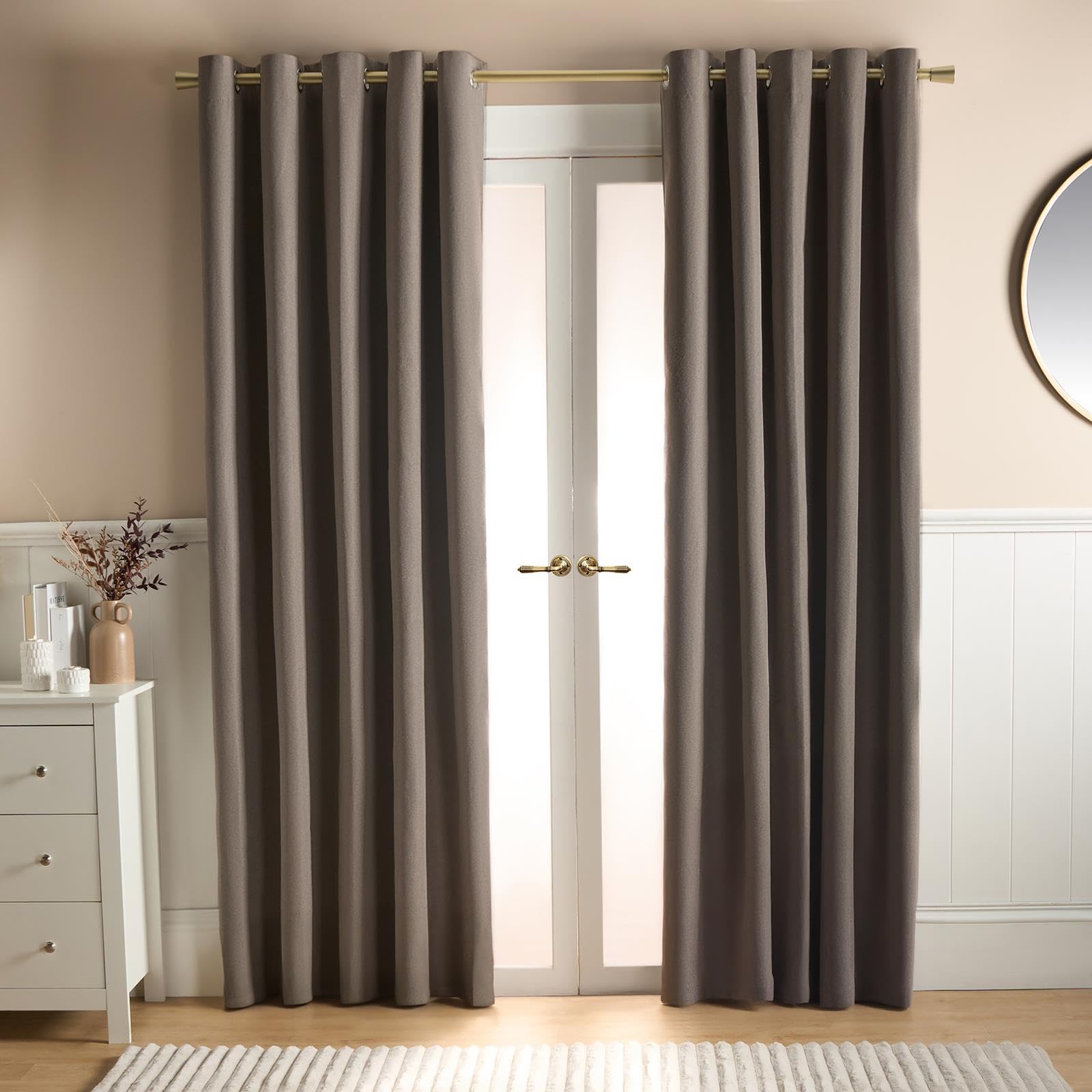 Ohs Mink Eyelet Blackout Curtains For Bedroom, Decorative Soft Woven Texture Lined Curtains For Living Room Modern Thermal Insulated Eyelet Blackout Curtain 2 Panels 66" X 72",