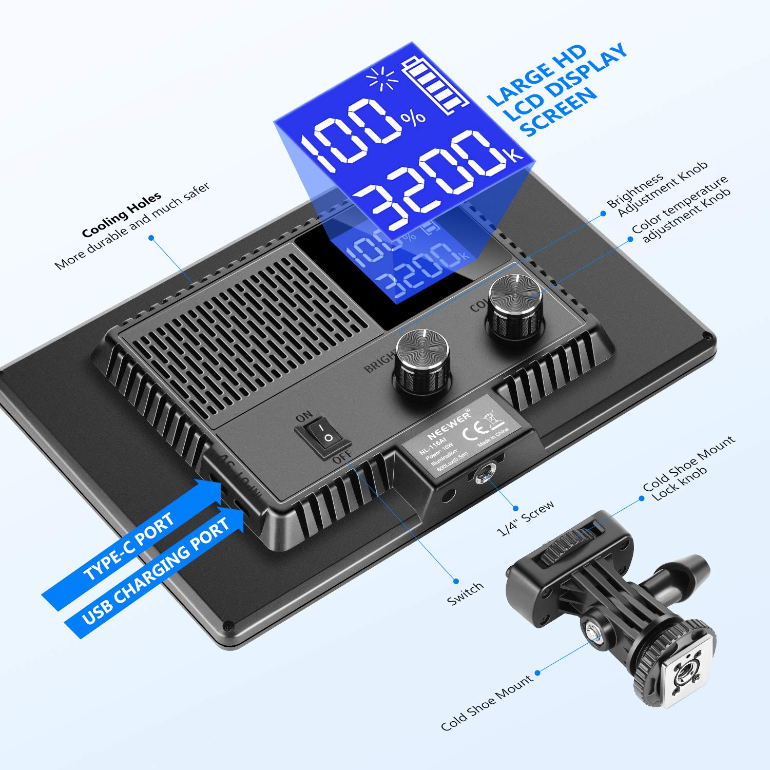 Neewer UltraSlim LED Video Soft Light Panel, Dimmable On Camera Video