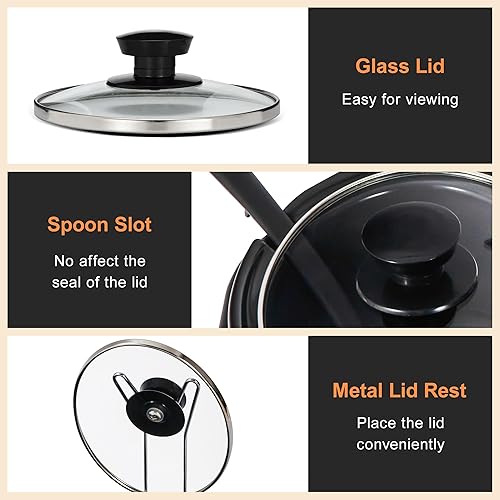 Miniatura 4 de Triple olla de cocción lenta, calentador de alimentos para bufé, 3 ollas de cocción lenta de 1.5 cuartos de galón con olla de cerámica, 3 modos de