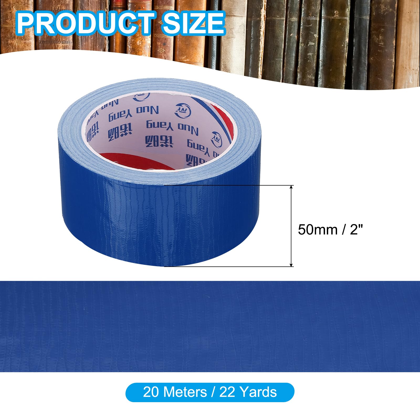 PATIKIL Nastro per Rilegatura 2"x0.007", 22 Iarde Nastro per Riparazione Rilegatura Tessuto, Nastro per Rilegatura Autoadesivo per Riparare Vecchi Libri, Blu