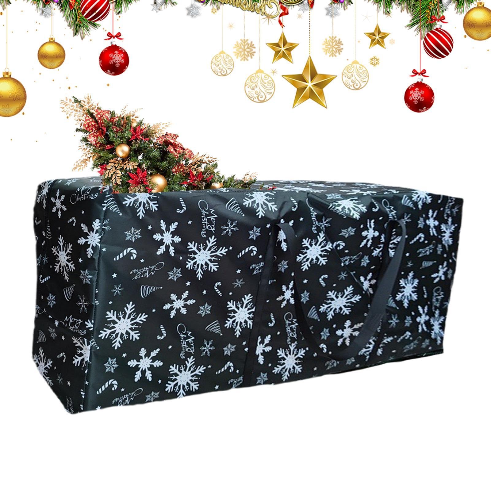 Scatola portaoggetti per albero di Natale, portaoggetti per albero di | Natale,Borsa portaoggetti per albero con motivo di neve - Contenitori per borse portaoggetti per albero di Natale in t