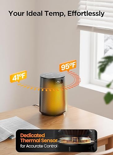 Miniatura 3 de GiveBest Calentador de espacio, calentadores eléctricos portátiles para uso en interiores con termostato y control remoto, oscilación de 70,