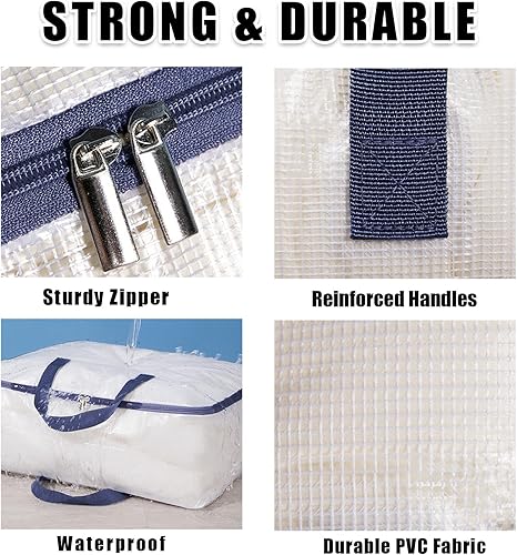 Miniatura 5 de Bolsas de almacenamiento transparentes con cremallera, capacidad extra grande de 75 L, armario, organizador de almacenamiento debajo de la cama para