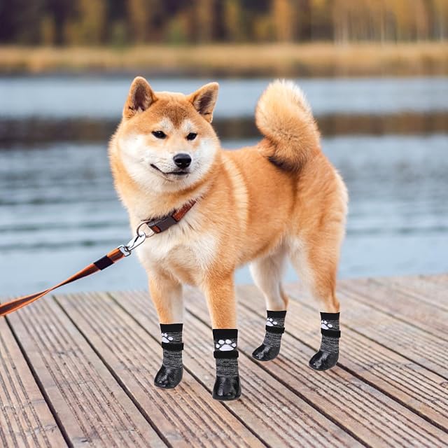 Foto 6 de 7 de KOOLTAIL Calcetines Antideslizantes para Perros, con Correas, Control de tracción, Impermeable