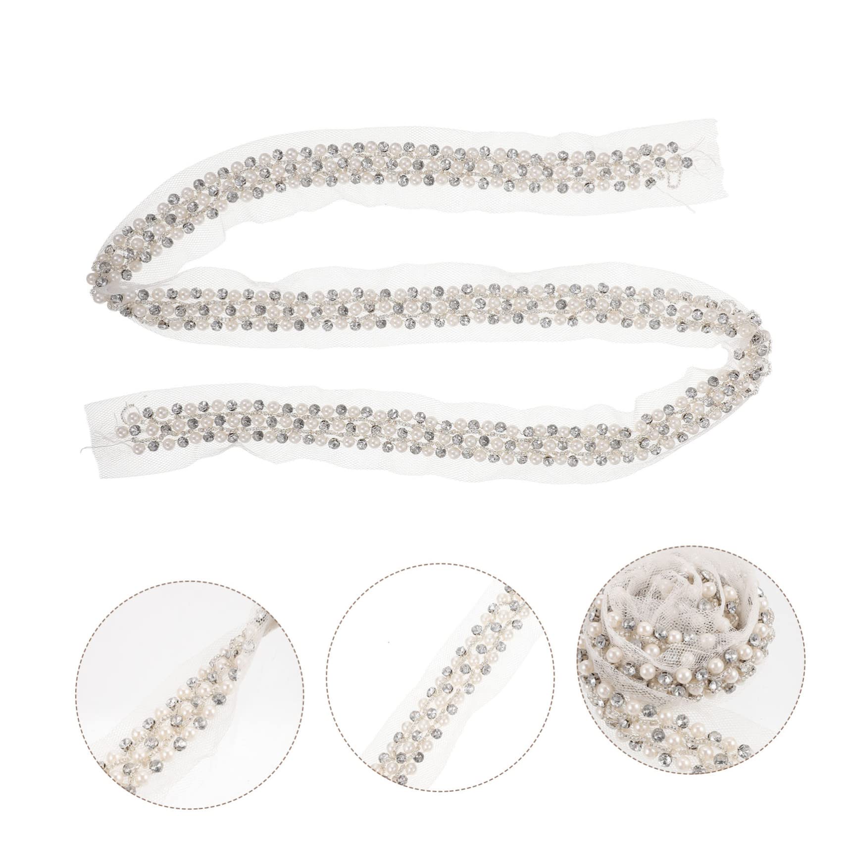 STOBOK 4stücke Decorative Perlen-rhinestone-band Für Kleidung Reihig Elegantes Spitzen-dekorationszubehör Für Hochzeiten Bastelarbeiten Und Wohntextilien