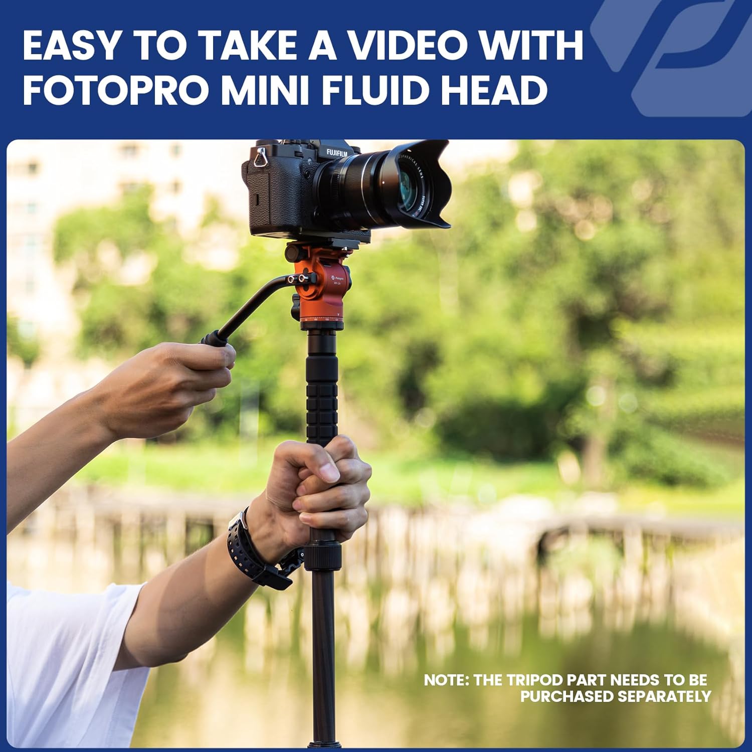 Fotopro Video Fluid Head Pan Tilt Head with Quick Release Plate and Adjustable Handle Max Load 6.61lbs 3kg for Compact Camcorders DSLR Camera Orange