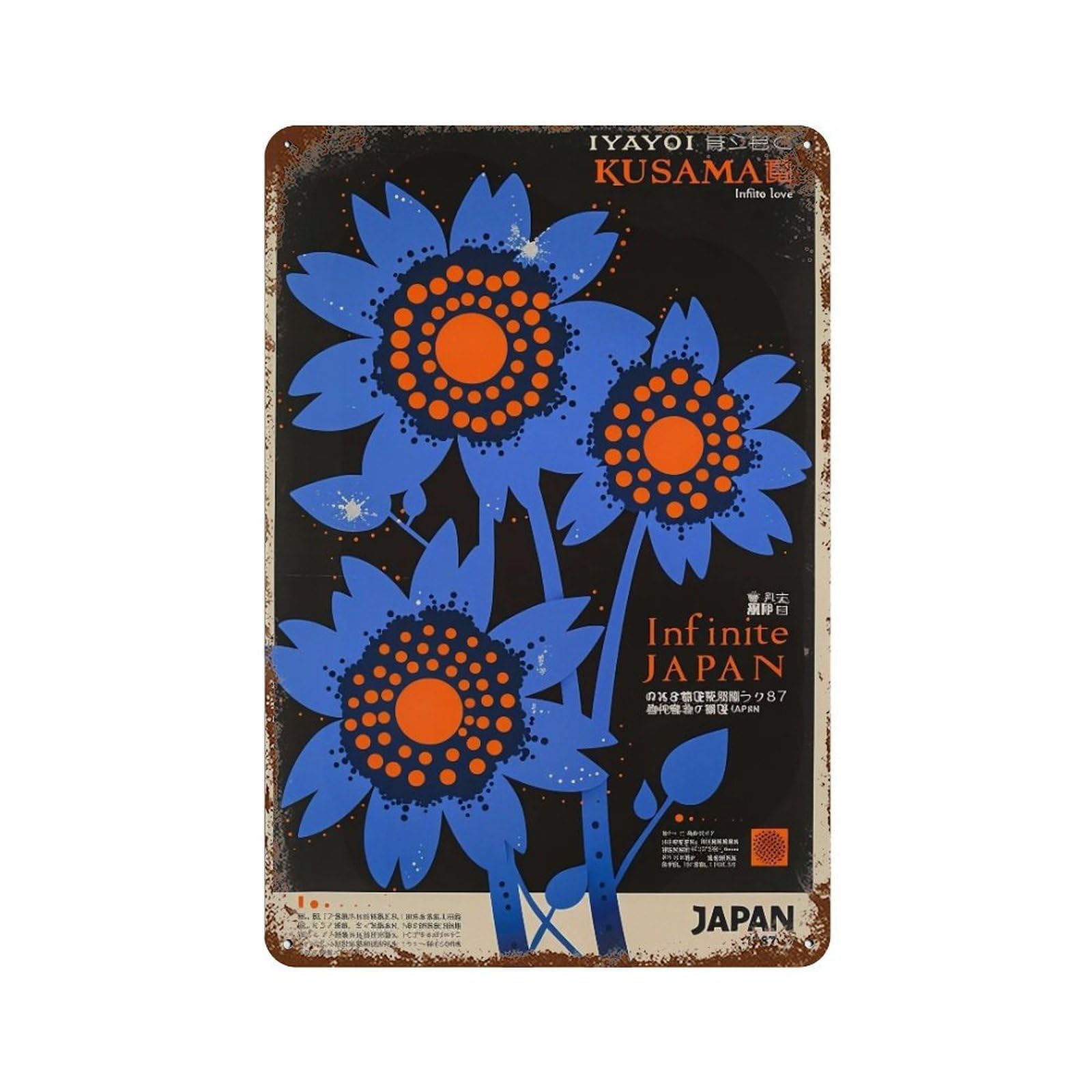 YHGERTKU Yayoi Kusama Flowers 1987 02 Wall Art Retro Iron Vintage Metal Tin Sign Poster Modern Decor for Living Rooms Gift 30x20cm