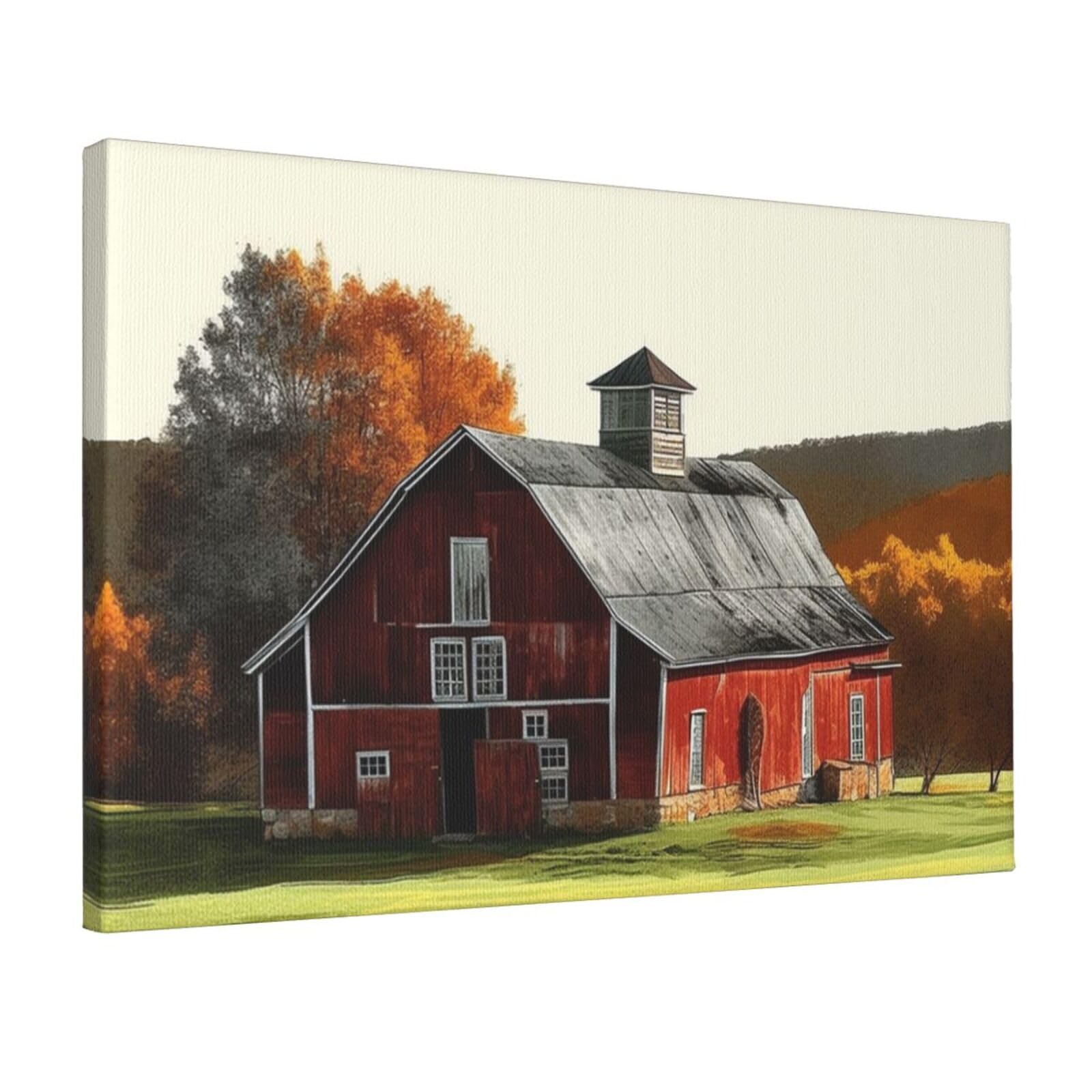 Canvas Wall Art for Living Room Wall Decor 12"x18" Modern Artwork Painting Pictures Hanging Canvas Prints Barn Aesthetic Wall Art for Bedroom Bathroom Office Wallart Decor
