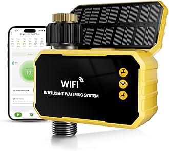 WiFi Water Timer with Brass Inlet No Need Gateway, Smart Hose Timer WiFi Sprinkler for Garden Hose, APP Remote Control Via 2.4Ghz WiFi Voice Control with Alexa and Google Assistant