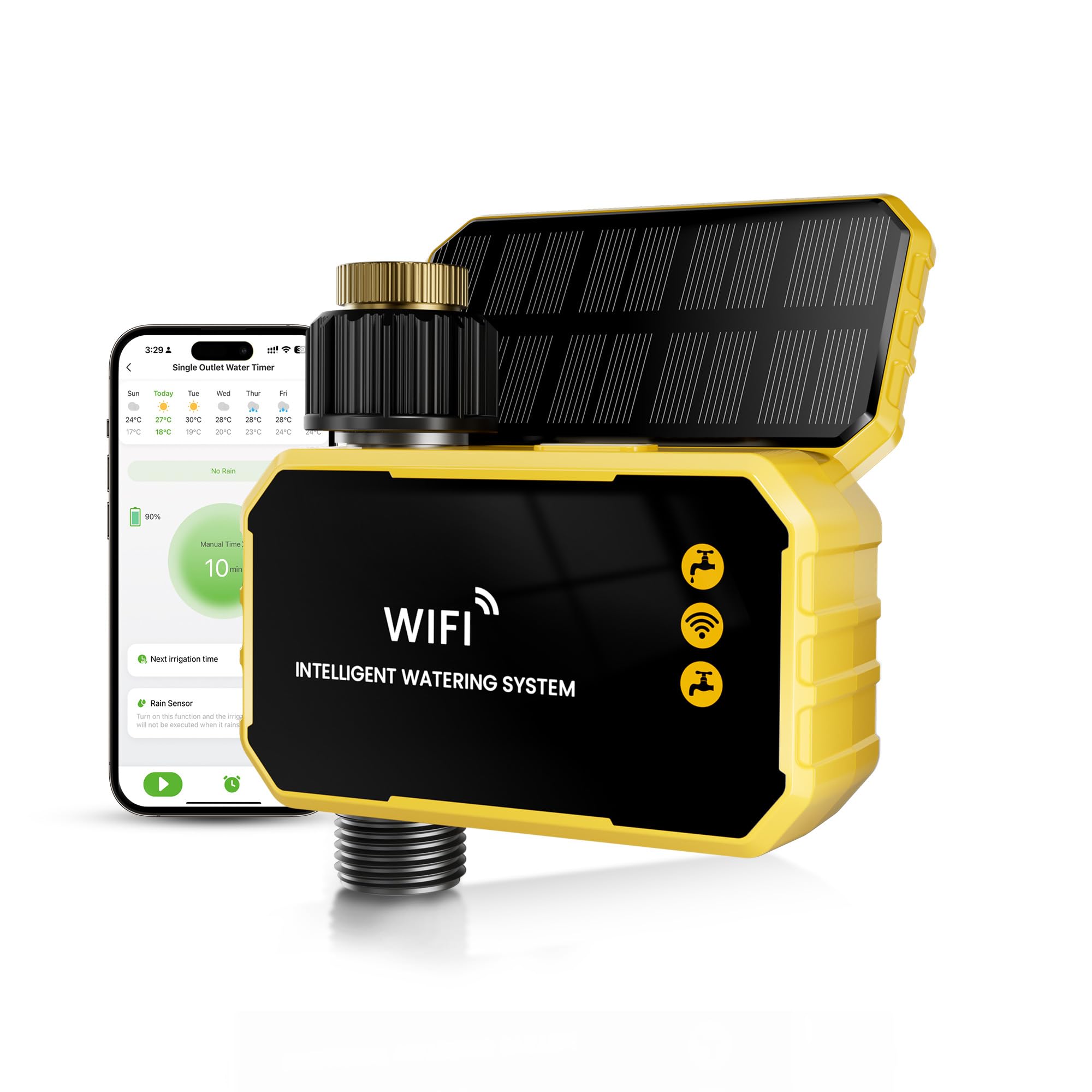 WiFi Water Timer with Brass Inlet No Need Gateway, Smart Hose Timer WiFi Sprinkler for Garden Hose, APP Remote Control Via 2.4Ghz WiFi Voice Control with Alexa and Google Assistant