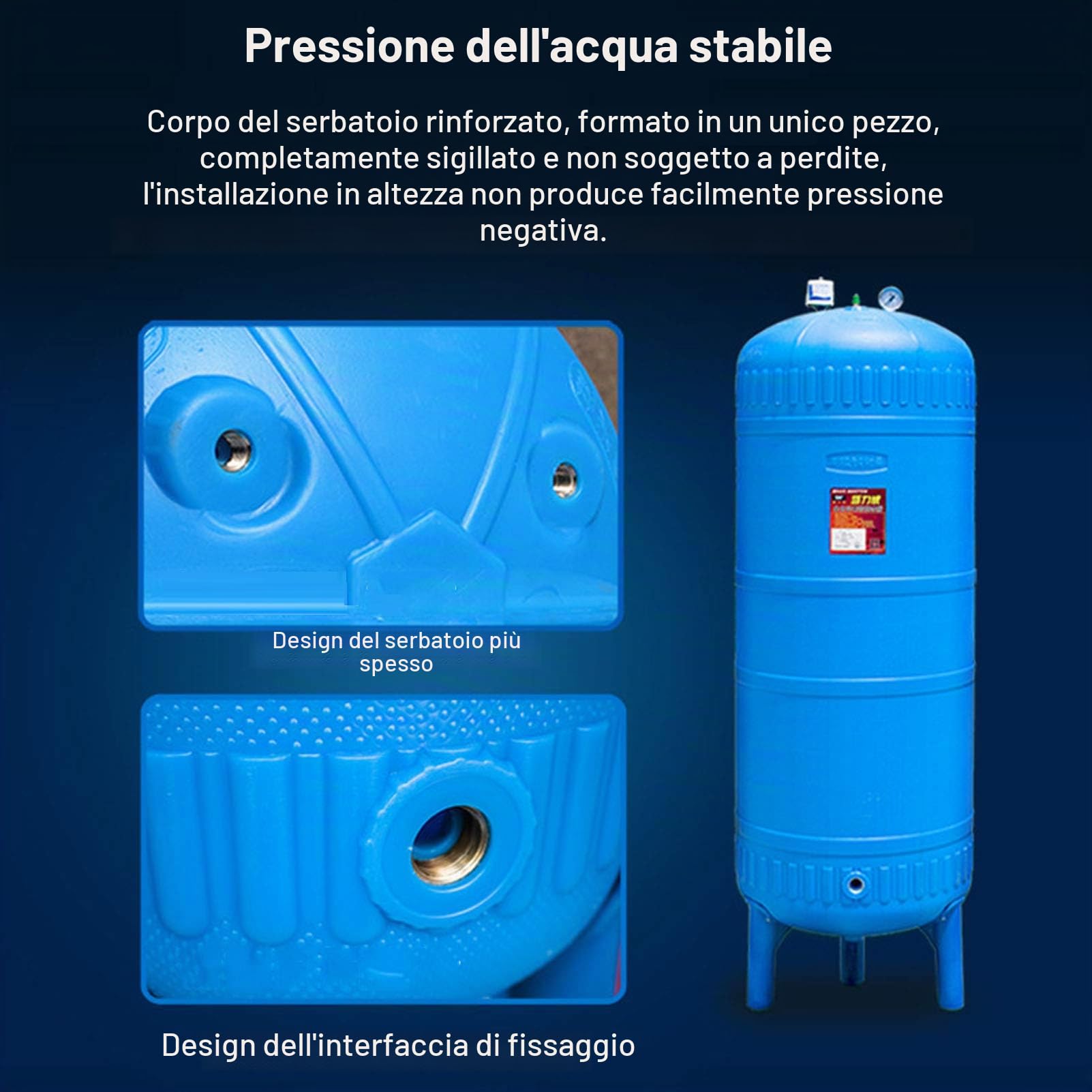 Serbatoio a pressione in PE completamente automatico, Serbatoi di stoccaggio dell'acqua per pompe booster in impianti idrici domestici, Vaso di espansione di approvvigionamento idrico di pozzo