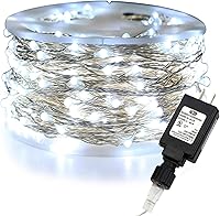 Vista 56 de RUICHEN Guirnalda de luces LED con cable plateado de 99 pies, 300 luces LED con carrete, color naranja