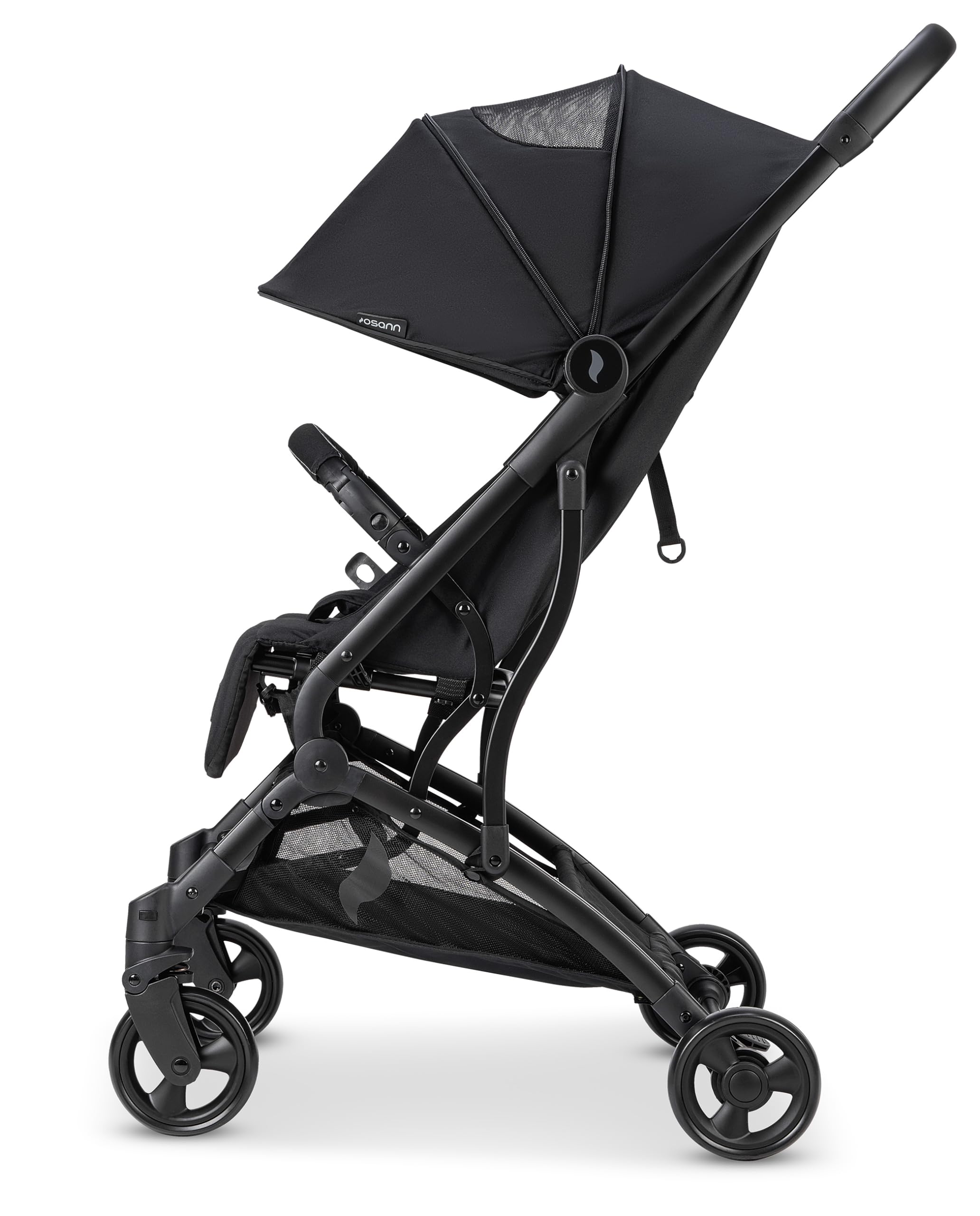 OSANN - Passeggino neonato/bambino Vegas - 0-22 kg - 48 x 100 x 83 cm - Compatto con sospensioni, visiera parasole, zanzariera, parapioggia e adattatore per seggiolino auto - Grigio argento