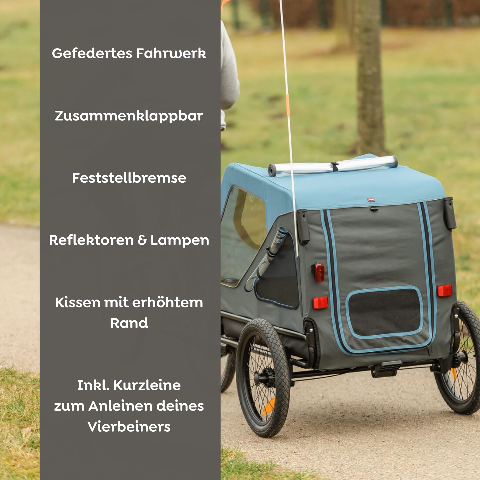 TRIXIE Hunde Fahrradanhänger - blau/grau