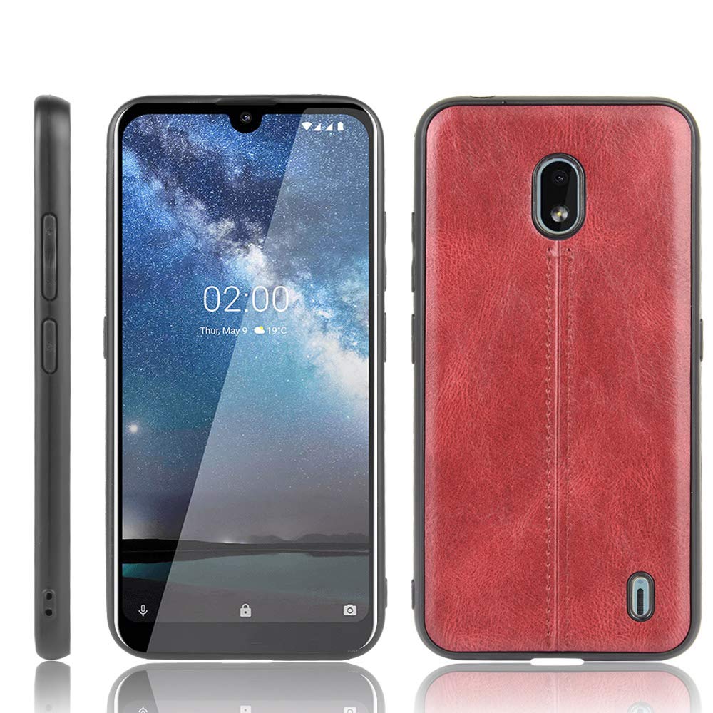 Case Compatible with Nokia 2.2,Compatible with Nokia 2.2 4G TA-1183 [PU Leather texture][PU+PC+TPU] 3 in 1 Camera Protection Cover Red