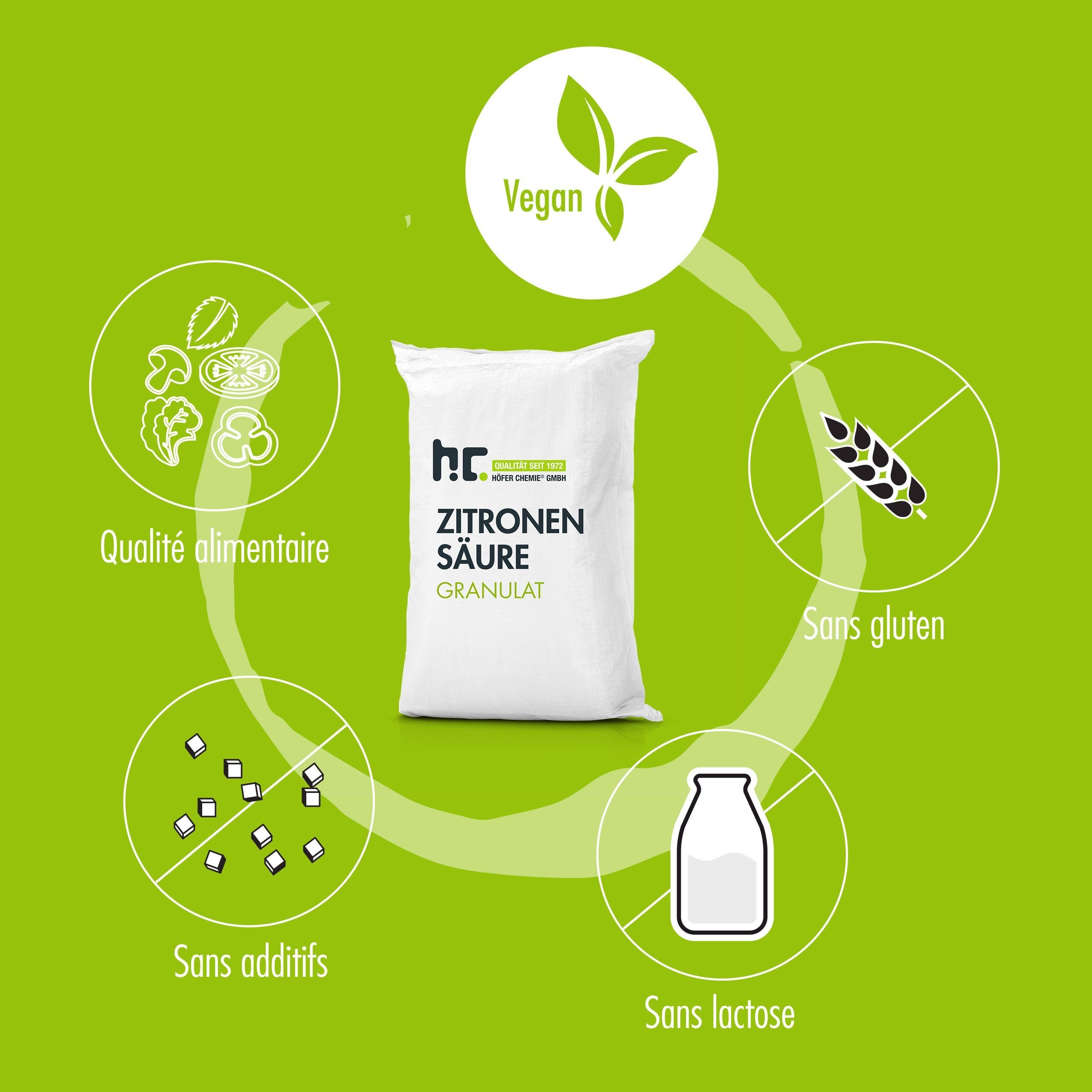 Höfer Chemie Acide Citrique Granulé 1 x 25 kg - Détartrant Naturel