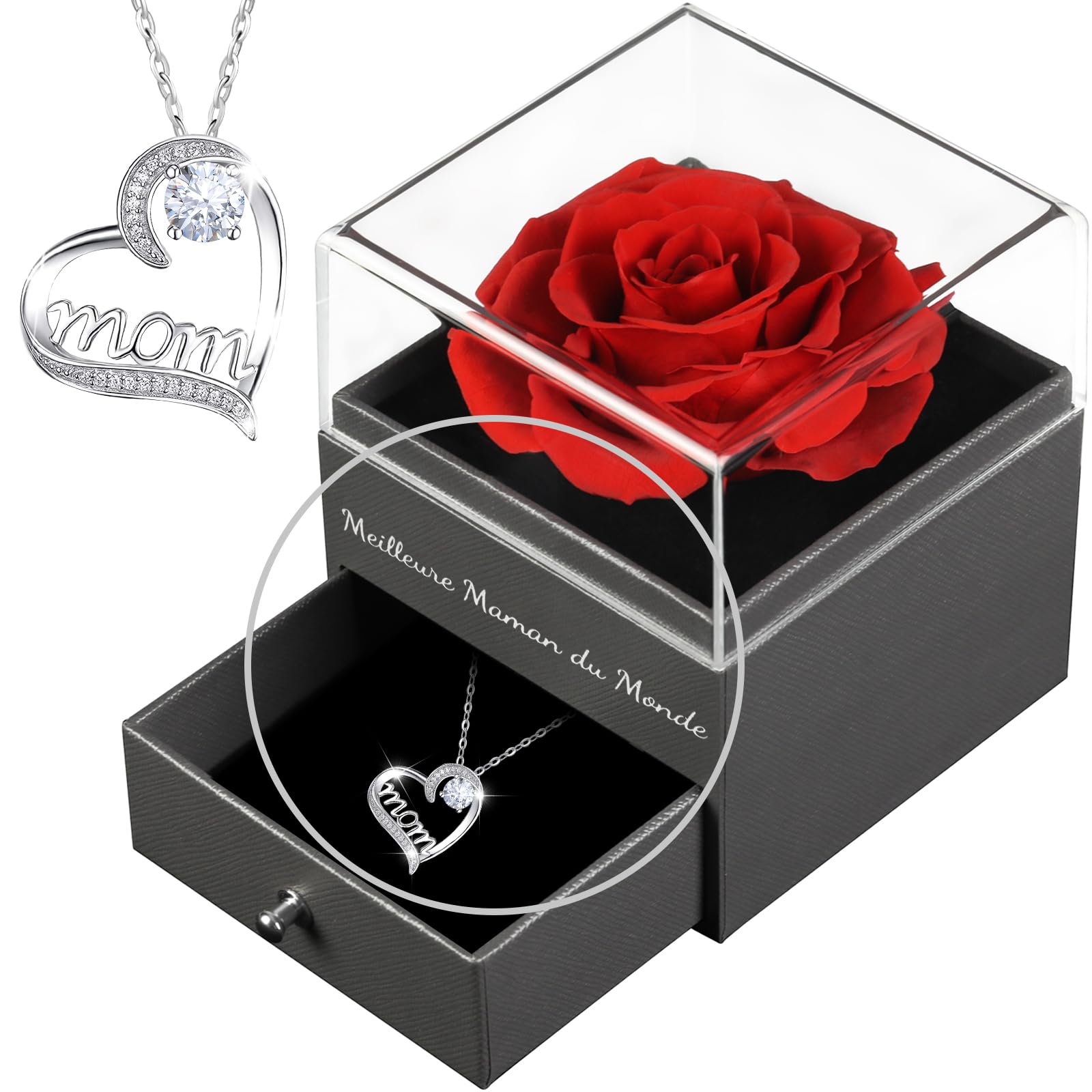 Cadeau Anniversaire Maman : Rose Éternelle Rouge Fleur Stabilisée