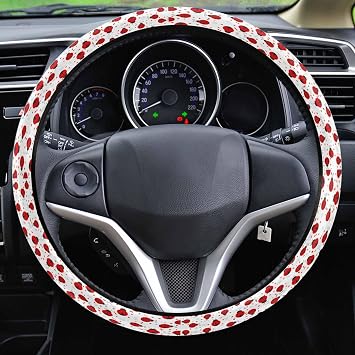 Steering Wheel Covers Cartoon Red Ladybug,Elastic Sponge Skidproof Steering Wheel Protective Cover Car Accessories for Vehicles,Sedans,SUVs,Vans,Trucks