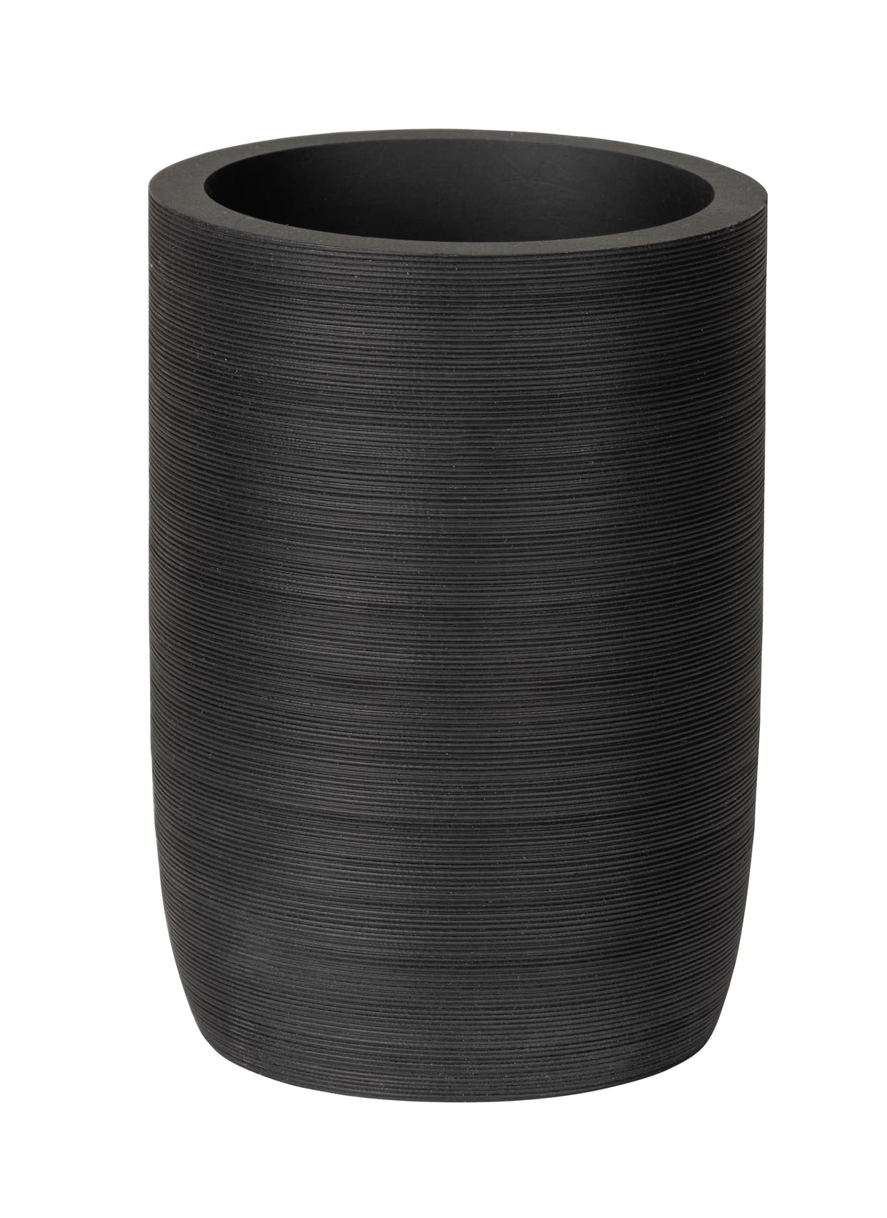 WENKO Altavalle elegancki uchwyt na szczoteczki do zębów z żywicy poliestrowej, wolnostojący, do dekoracji łazienki, Ø 8 cm, wysokość 10,5 cm, czarny