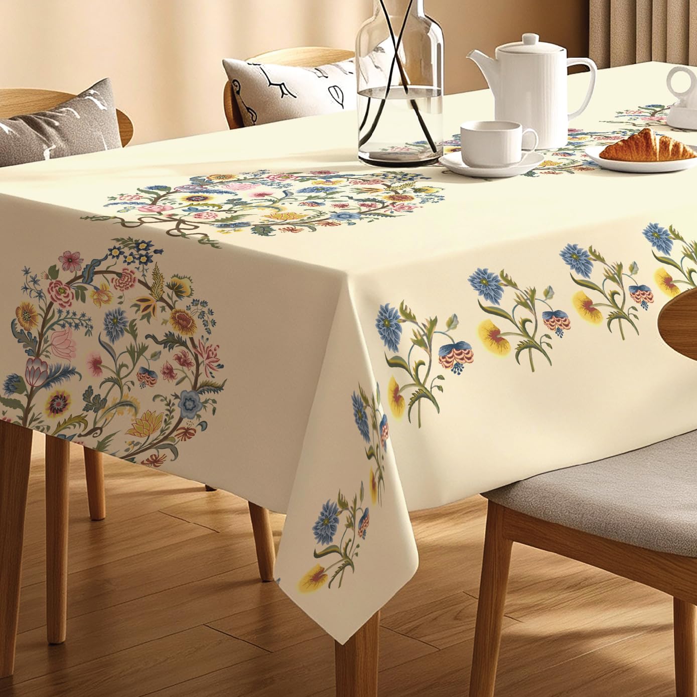 Sicilia Table Linen Collection - Premium Water & Stain Resistant Dining Table Cover for 6 Seater, Anti Skid Table Cloth for Center Table, 1 Piece (White Paisley, 52"x 92")