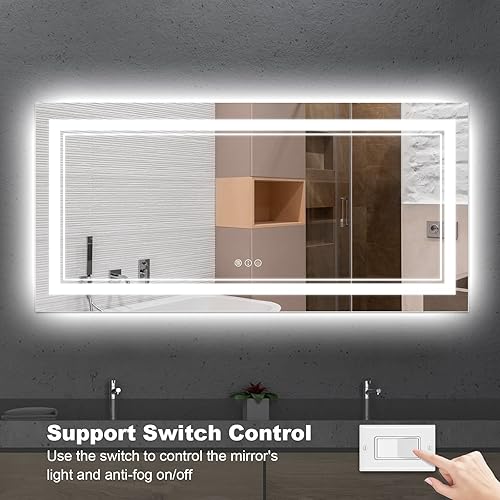 Miniatura 161 de Espejo de baño LED de 40 x 32 pulgadas, luz frontal y retroiluminada, antiniebla, regulable, espejo de tocador iluminado con memoria, espejo LED