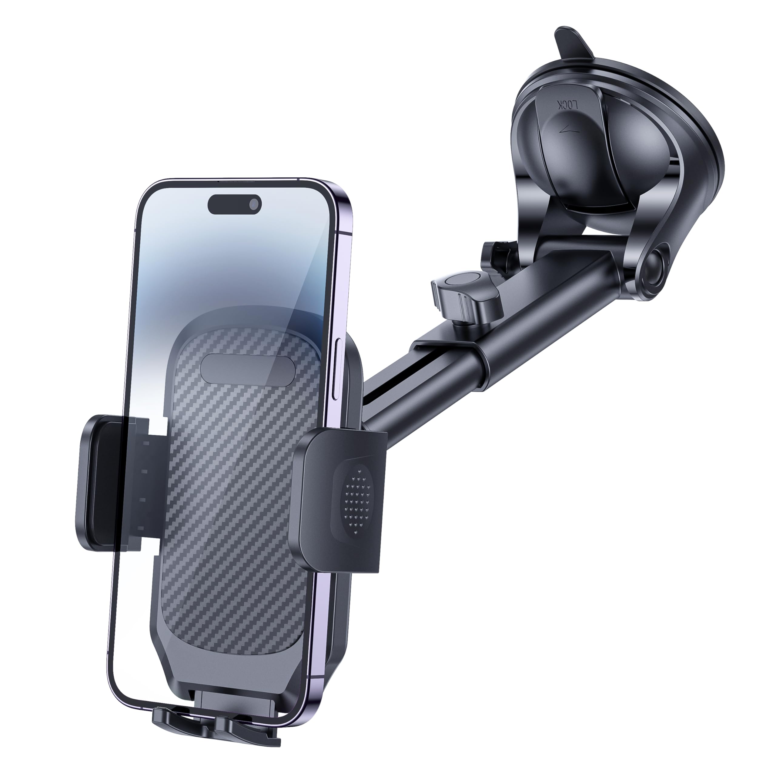 Soporte para teléfono de coche - [actualización 2025 - Ventosa fuerte], rotación de 360° para el salpicadero de tu coche, soporte manos libres para todos los teléfonos iPhone Android