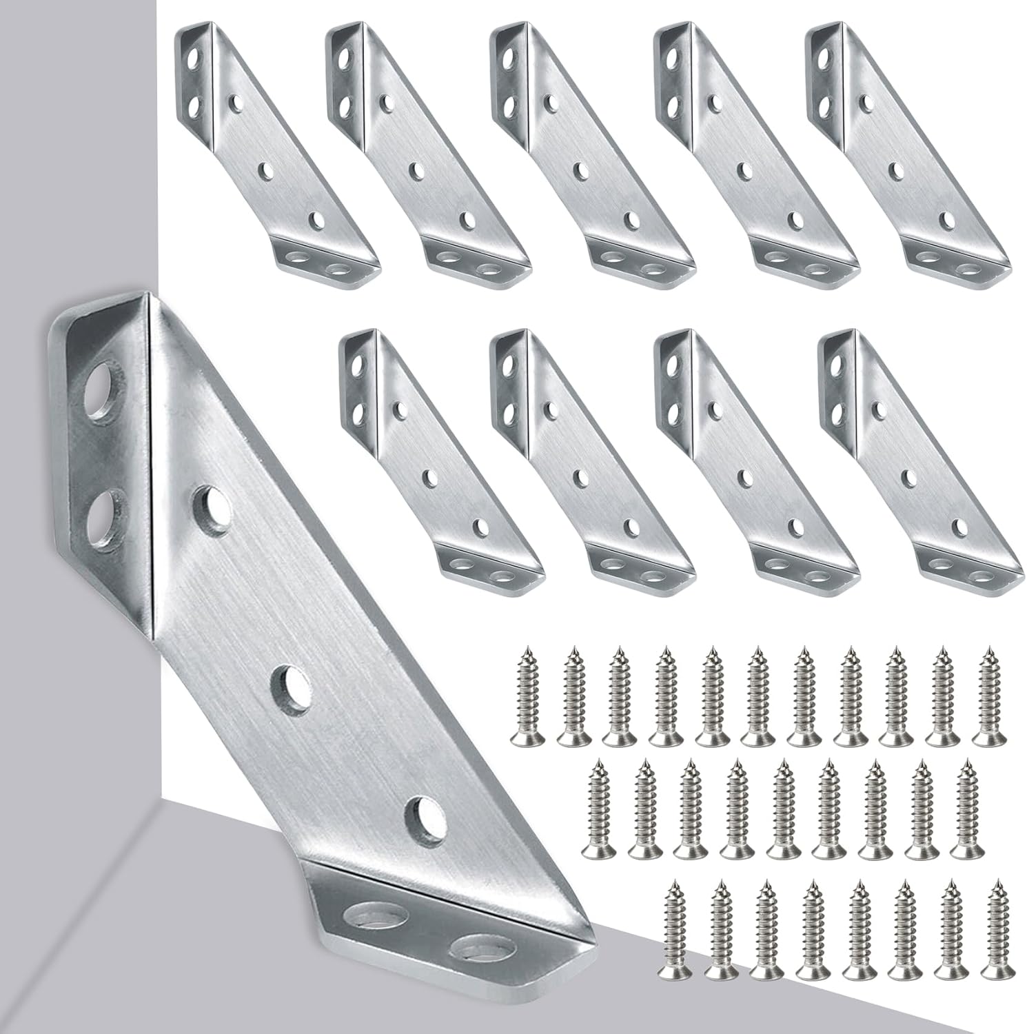 10 Pcs Corner Bracket, Metal Corner Brackets for Wood Frame Stainless