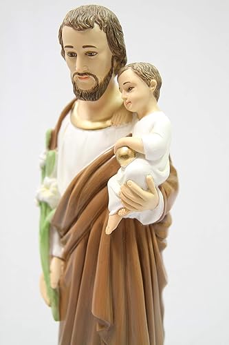 Miniatura 5 de Figura de escultura de estatua italiana de San José con niño de 16 pulgadas, Vittoria Collection Made in Italy