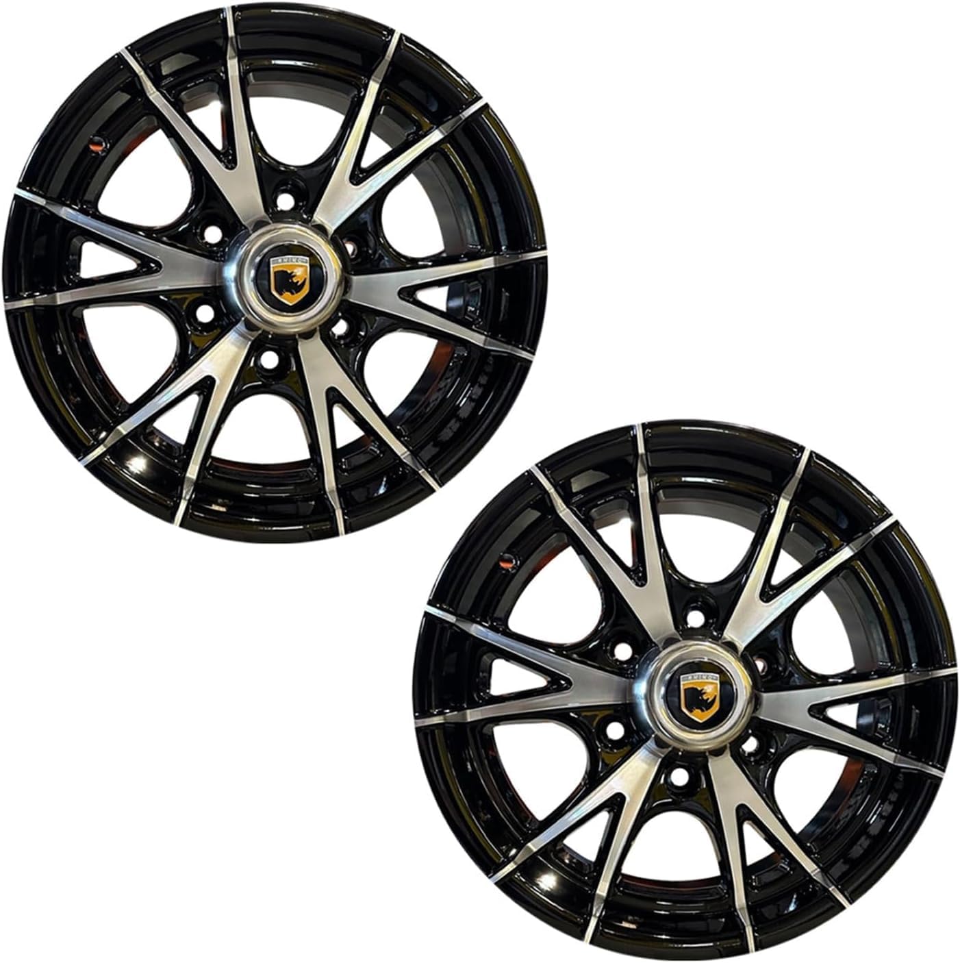 Generic Set of 2 15x6, 6x5.5 Premium Aluminum Trailer Wheel, Black Machine Faced 6Lug Trailer Rim