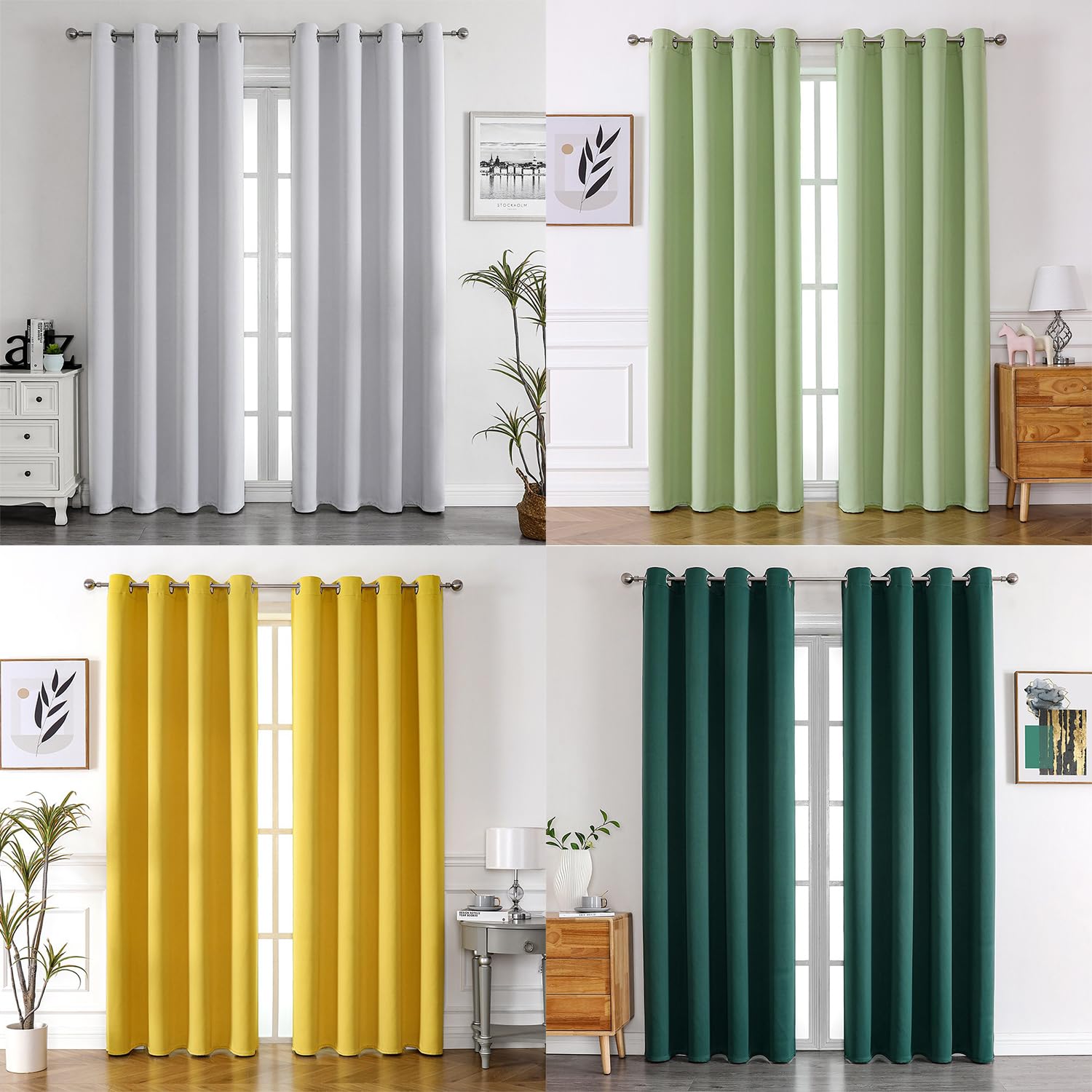 Thermo-Verdunkelungsvorhänge, 2 Stück, Ilating Kälteschutz, Ösen, Schlafzimmer, Grau / Weiß, 140 x 260 cm, energieeffiziente wärmeisolierende Vorhänge